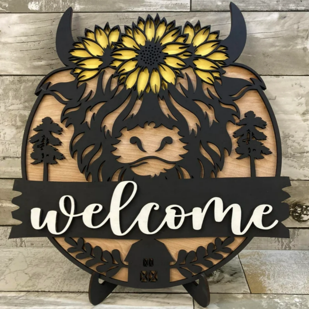 Highland Cow Door Hanger